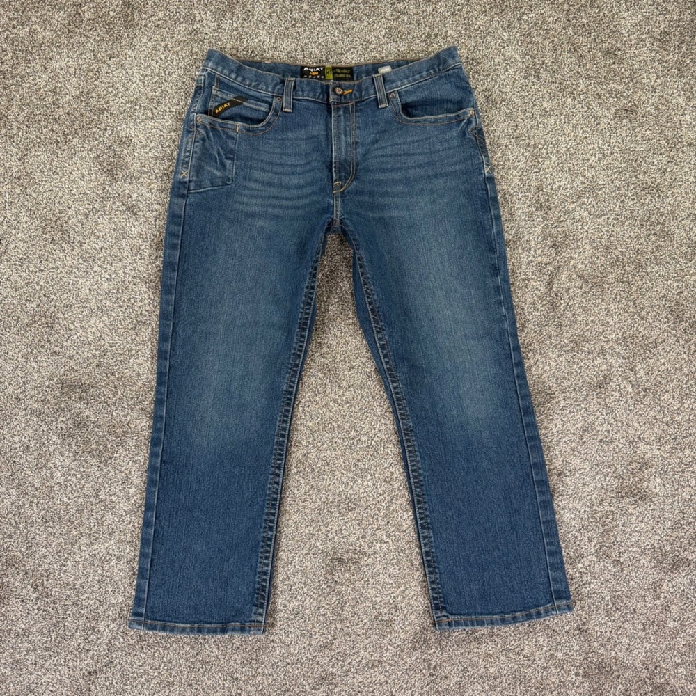 Ariat Rebar M5 Ironside Straight Leg Jean Men 38x30 Dark Wash Denim Western Work